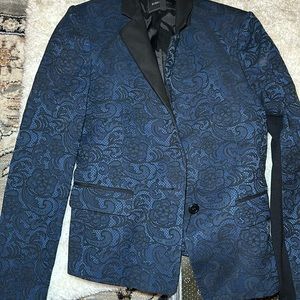 BCBG Maxazria black blue lace blazer size Small